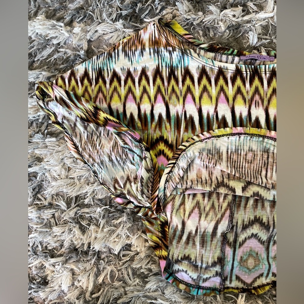 Boho Tribal Print Crop Top Batwing Festival Blouse Size S - Picture 10 of 10